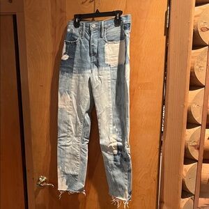 Frame Denim Blue and White Straight Jeans